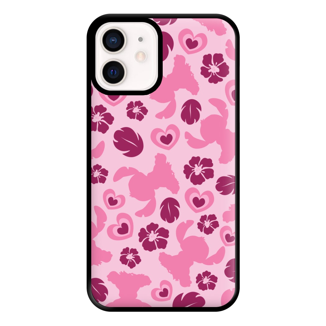 Pink Alien Silhouette Pattern Phone Case for iPhone 13 Mini