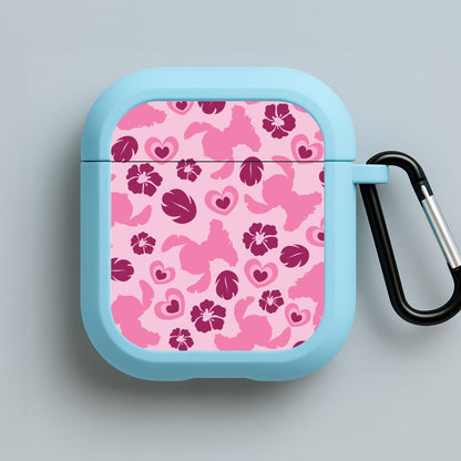 Pink Alien Silhouette Pattern Blue AirPods Case