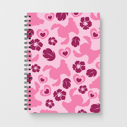 Pink Alien Silhouette Pattern Notebook