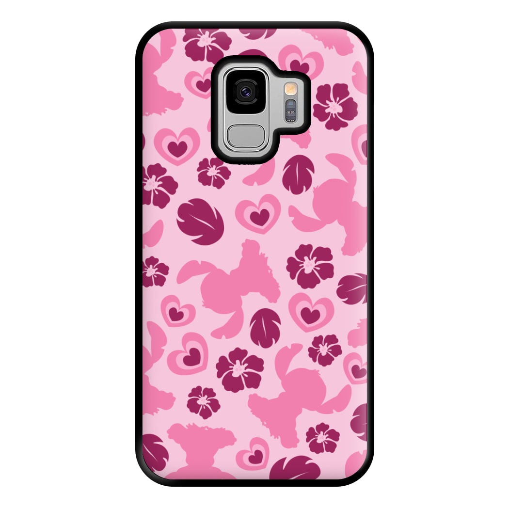 Pink Alien Silhouette Pattern Phone Case for Galaxy S9 Plus