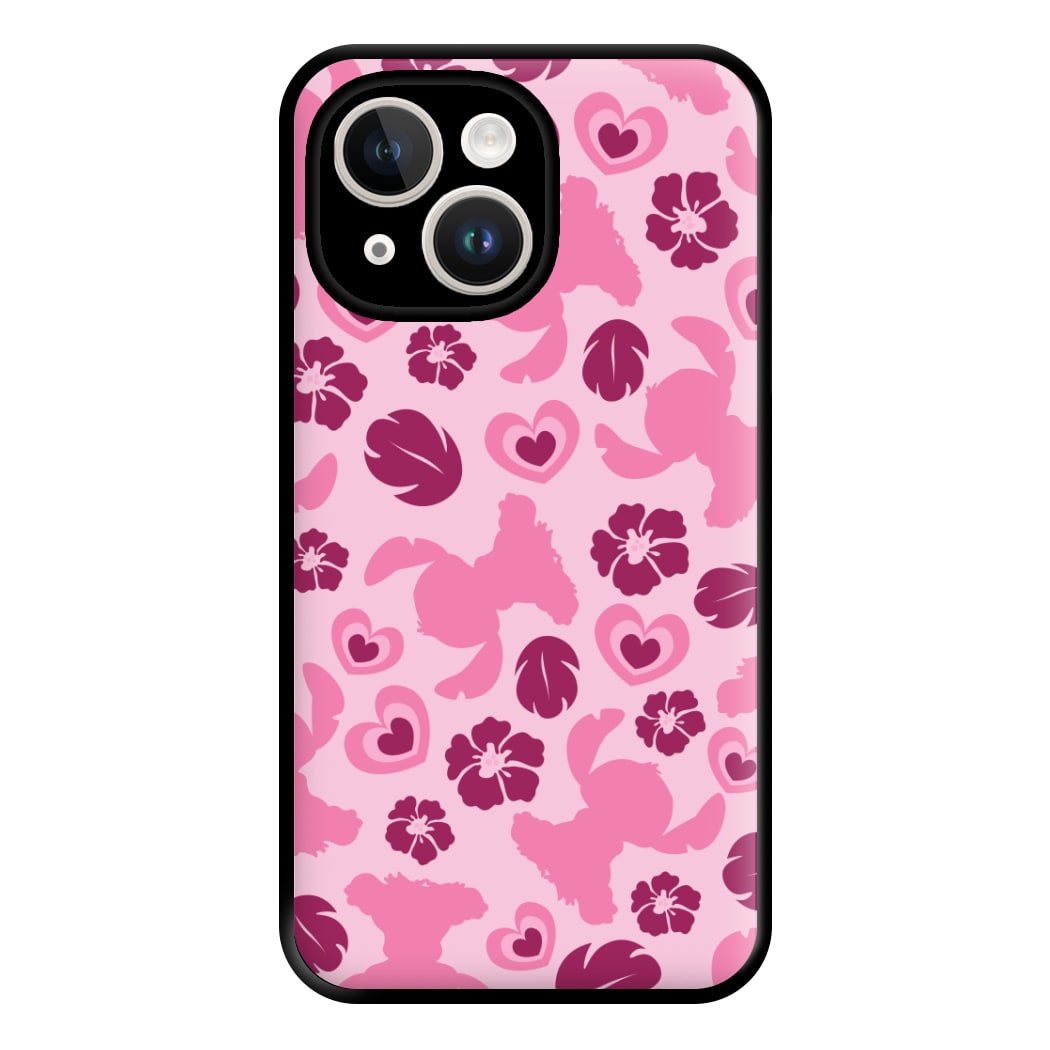 Pink Alien Silhouette Pattern Phone Case for iPhone 14 Plus