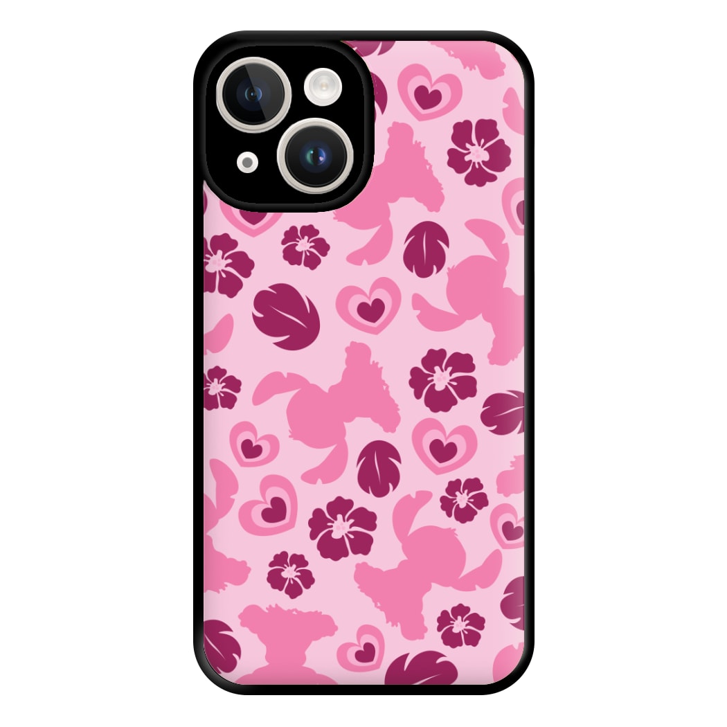 Pink Alien Silhouette Pattern Phone Case for iPhone 14