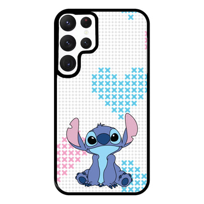 Blue Alien Hearts Phone Case for Galaxy S22 Ultra