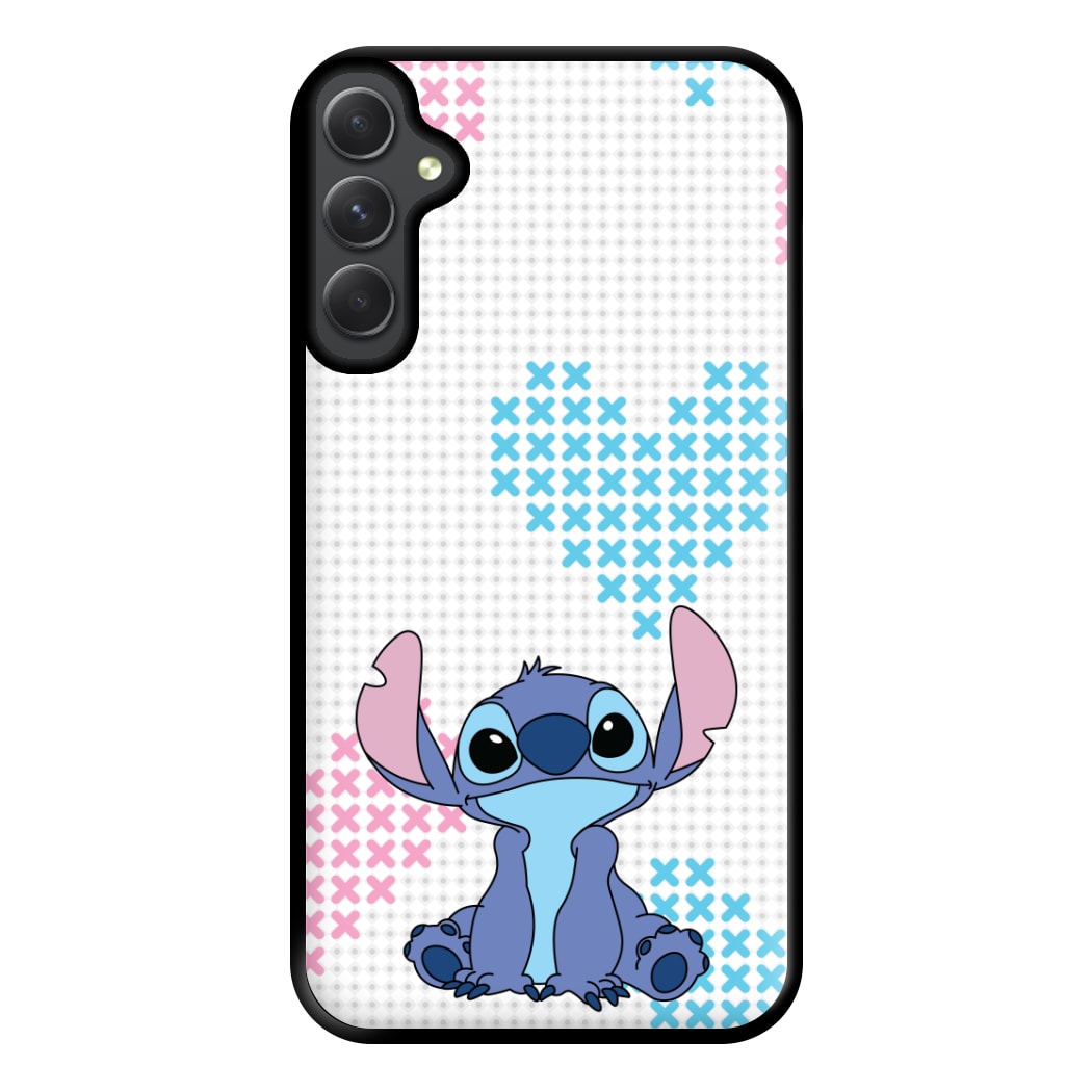 Blue Alien Hearts Phone Case for Galaxy A34