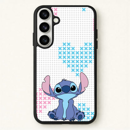 Blue Alien Hearts Phone Case for Galaxy S26 Plus