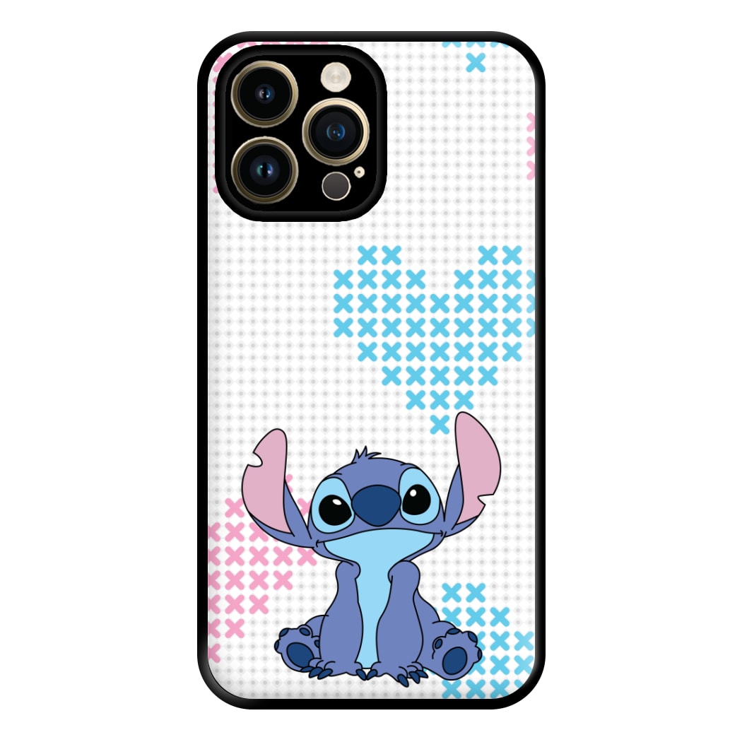 Blue Alien Hearts Phone Case for iPhone 14 Pro Max