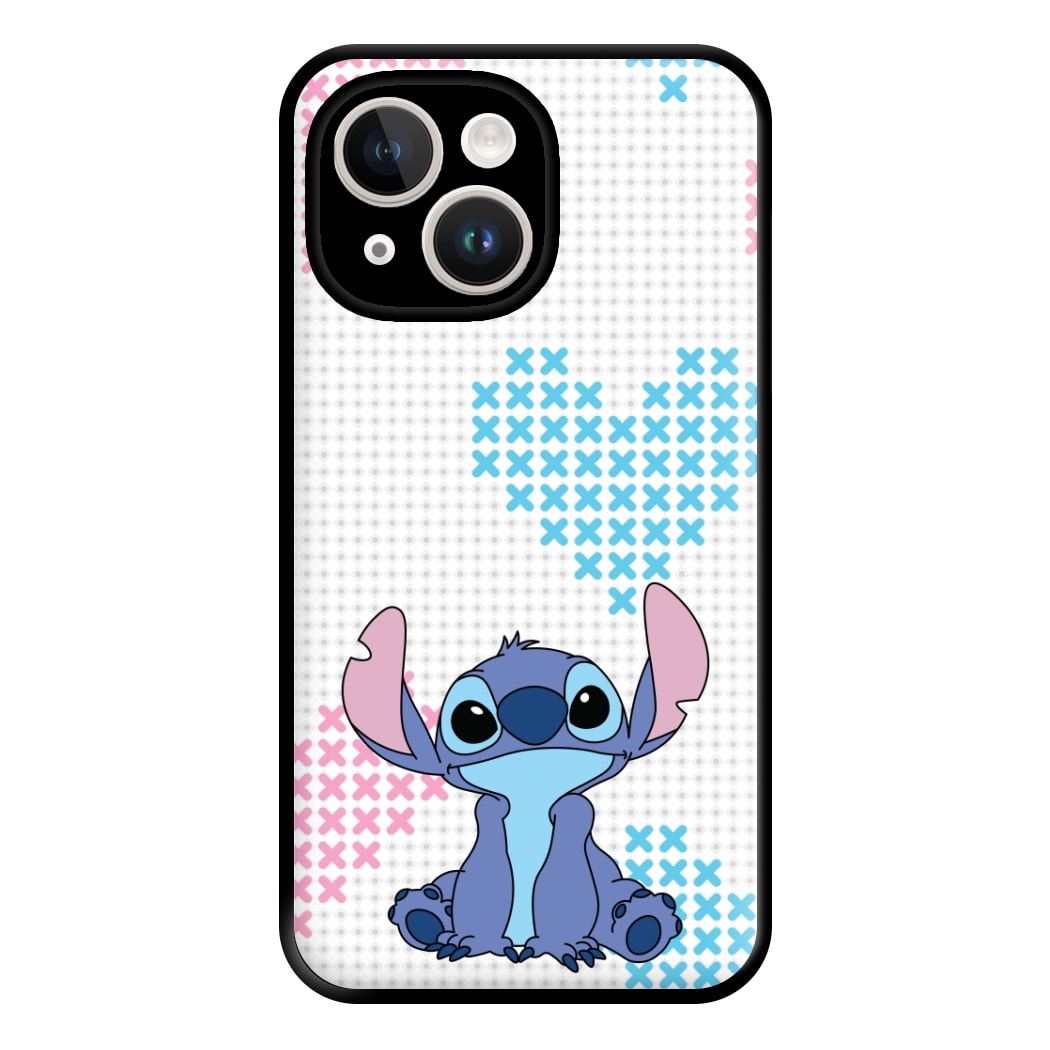 Blue Alien Hearts Phone Case for iPhone 14 Plus