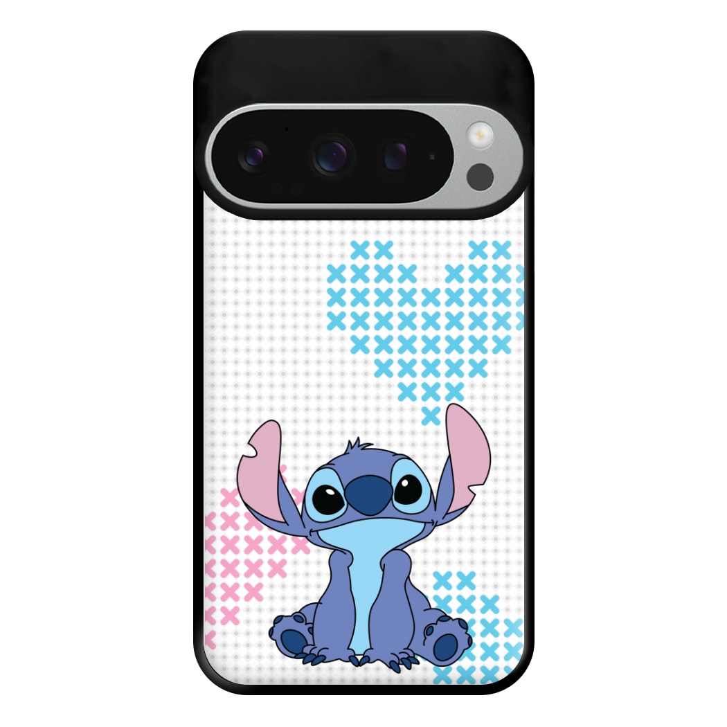 Blue Alien Hearts Phone Case for Google Pixel 9 Pro XL