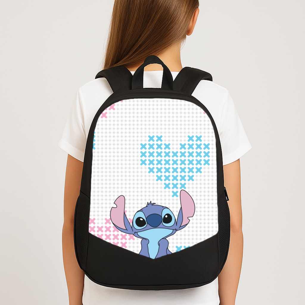 Blue Alien Hearts Large School Bag
