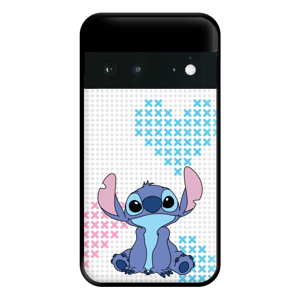 Blue Alien Hearts Phone Case for Google Pixel 6a