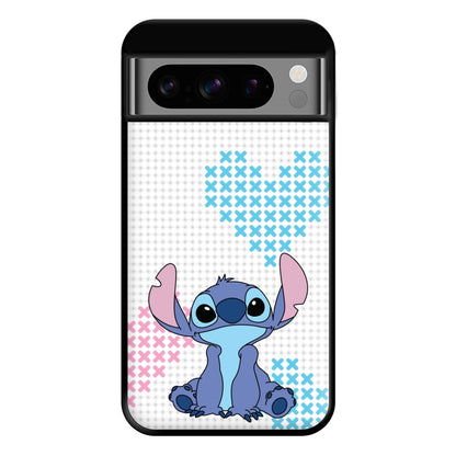 Blue Alien Hearts Phone Case for Google Pixel 8 Pro