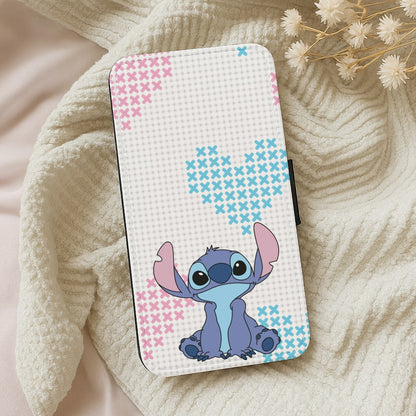 Blue Alien Hearts Wallet Phone Case