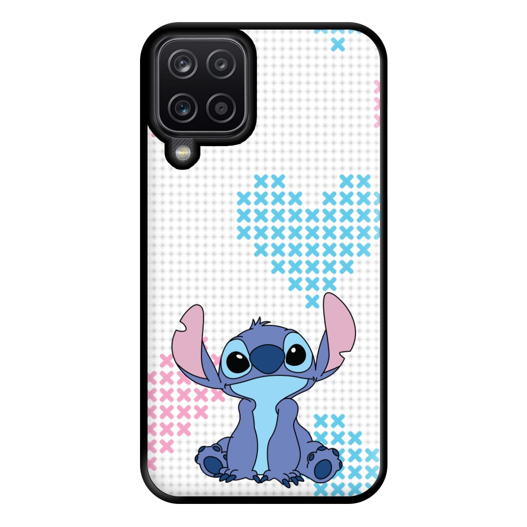 Blue Alien Hearts Phone Case for Galaxy A12