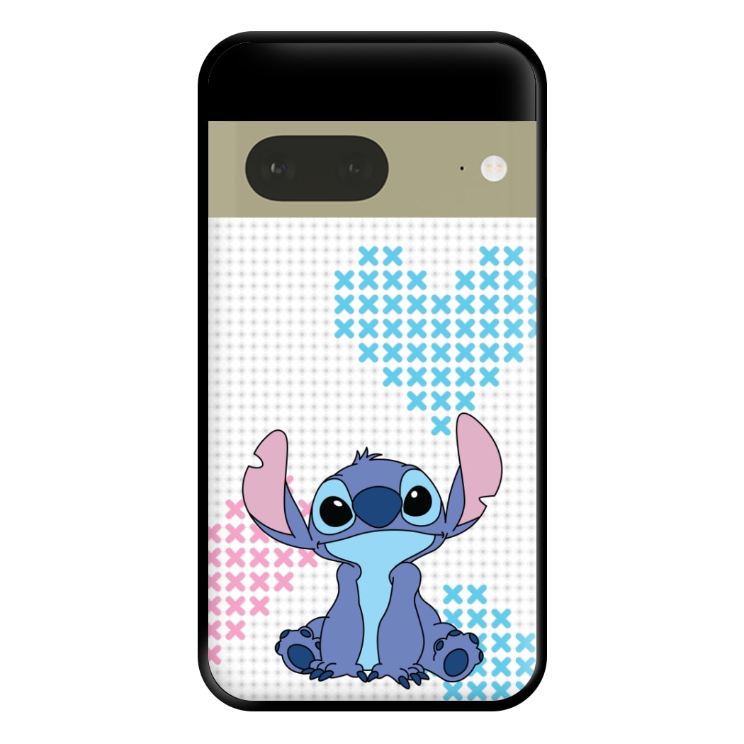 Blue Alien Hearts Phone Case for Google Pixel 7a