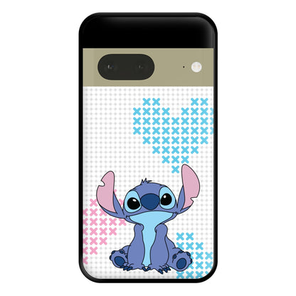 Blue Alien Hearts Phone Case for Google Pixel 7a