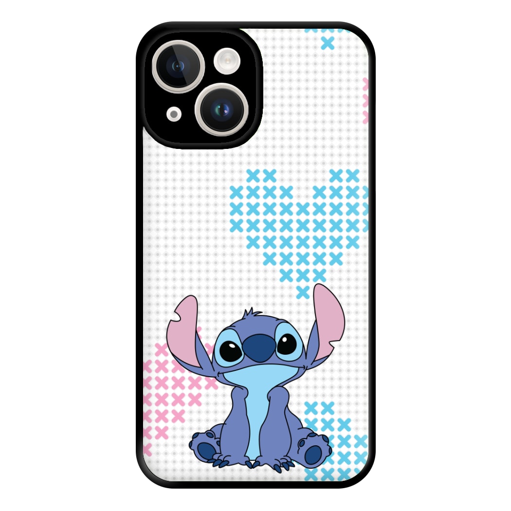 Blue Alien Hearts Phone Case for iPhone 14