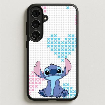 Blue Alien Hearts Phone Case for Galaxy S25FE