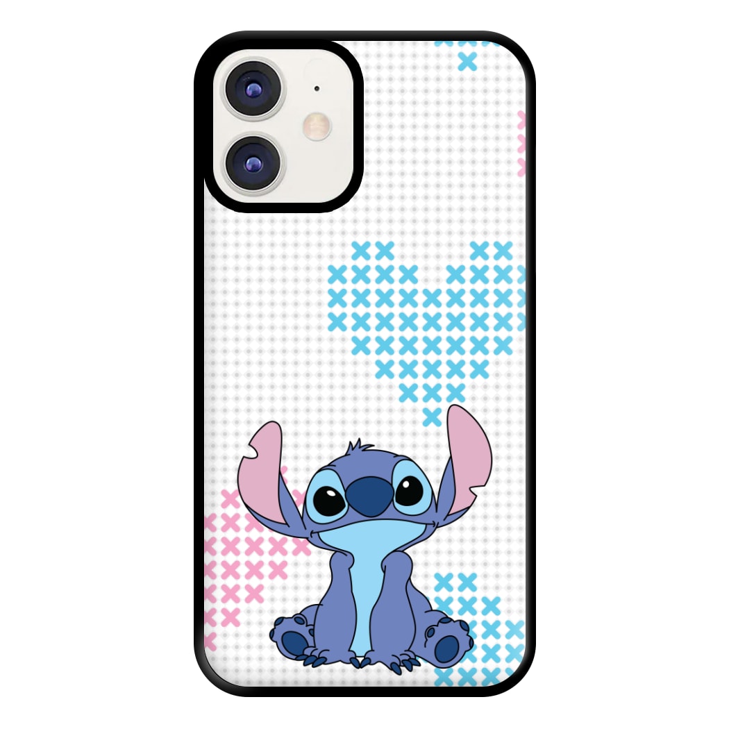 Blue Alien Hearts Phone Case for iPhone 12 / 12 Pro