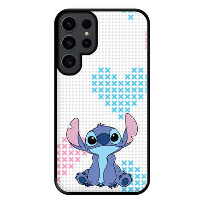 Blue Alien Hearts Phone Case for Galaxy S23 Ultra