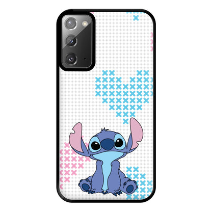 Blue Alien Hearts Phone Case for Galaxy Note 20 Ultra