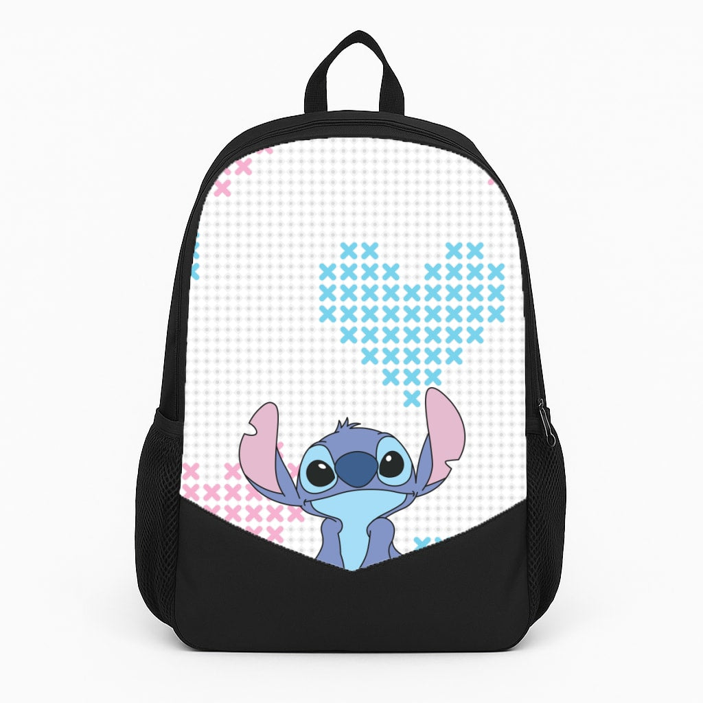 Blue Alien Hearts Large Backpack