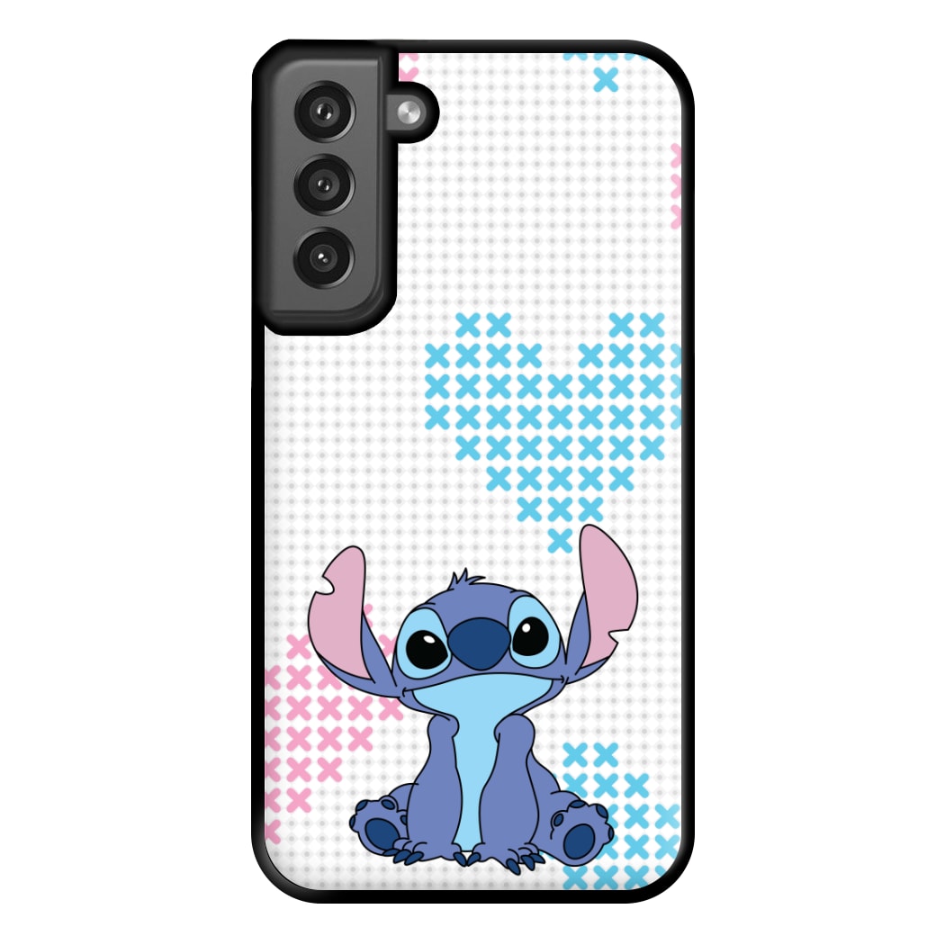 Blue Alien Hearts Phone Case for Galaxy S21FE