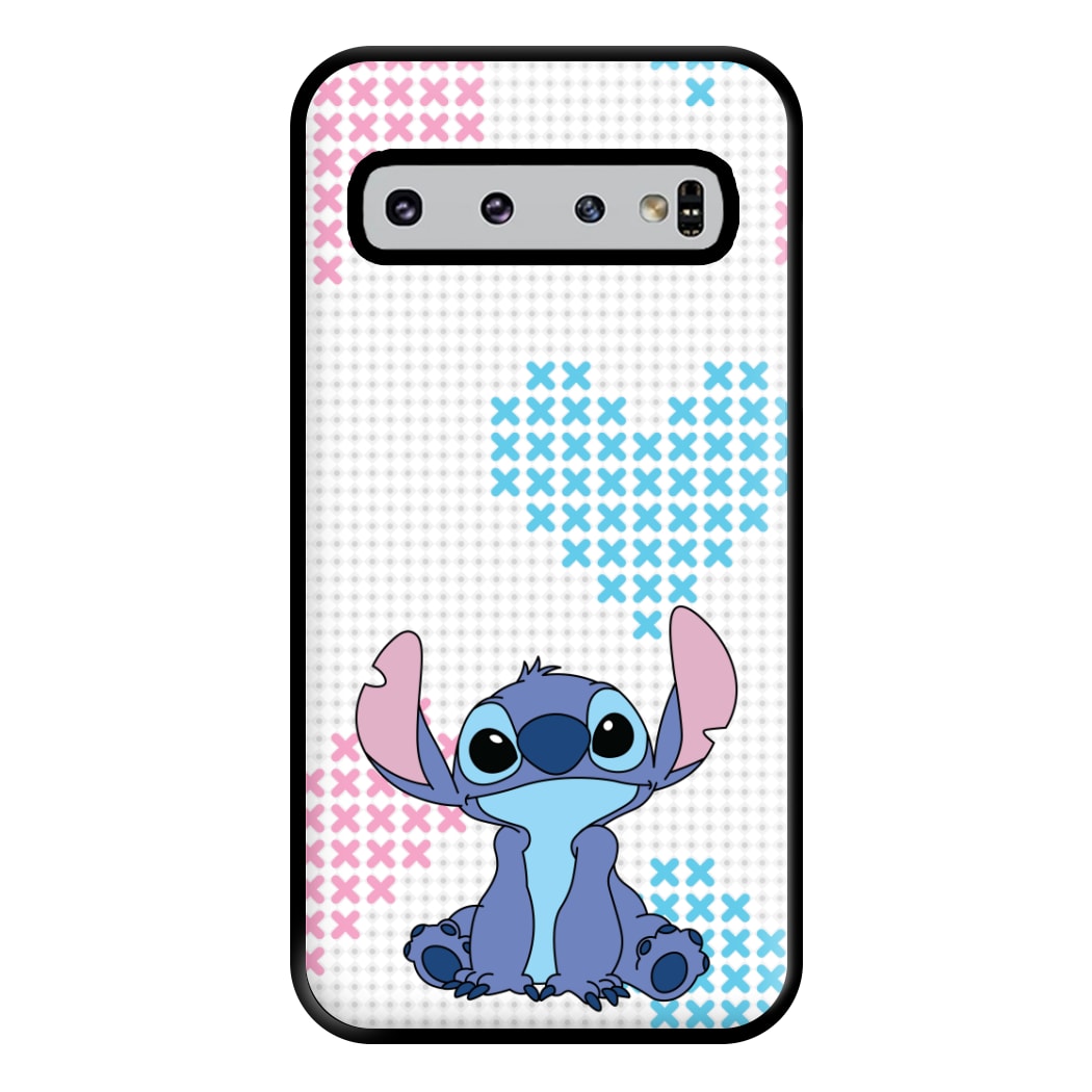 Blue Alien Hearts Phone Case for Galaxy S10 Plus