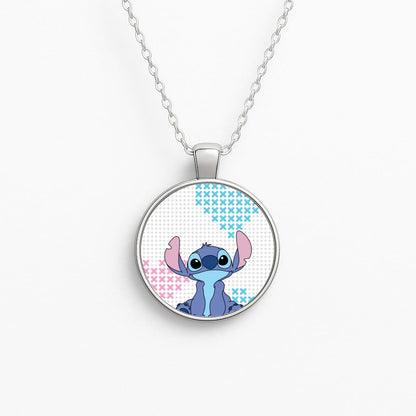 Blue Alien Hearts Necklace