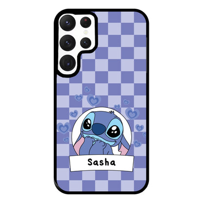 Personalised Cute Blue Alien Phone Case for Galaxy S22 Ultra