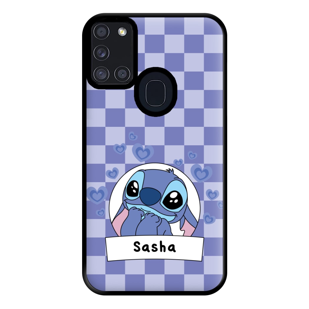 Personalised Cute Blue Alien Phone Case for Galaxy A21s