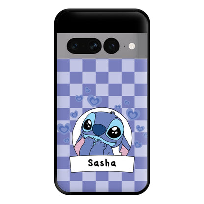 Personalised Cute Blue Alien Phone Case for Google Pixel 7 Pro