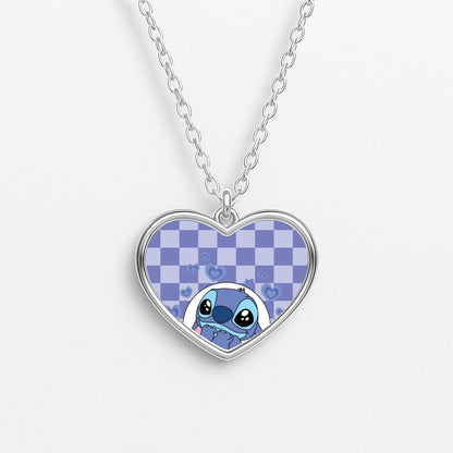 Personalised Cute Blue Alien Heart Necklace
