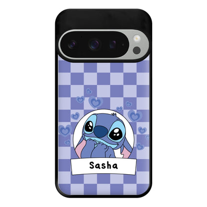 Personalised Cute Blue Alien Phone Case for Google Pixel 9 Pro XL