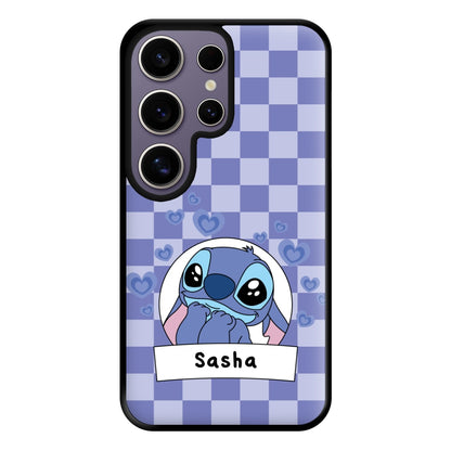 Personalised Cute Blue Alien Phone Case for Galaxy S25 Ultra