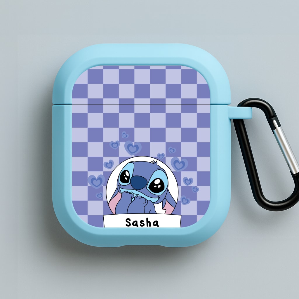 Personalised Cute Blue Alien Blue AirPods Case