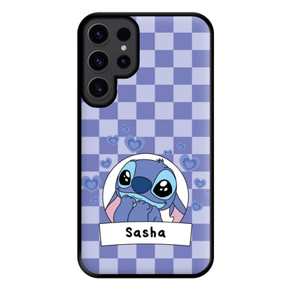 Personalised Cute Blue Alien Phone Case for Galaxy S23 Ultra