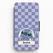 Personalised Cute Blue Alien Flip / Wallet Phone Case 1
