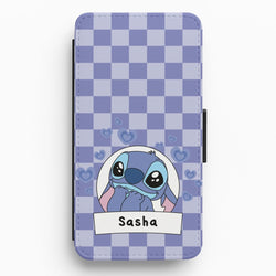 Personalised Cute Blue Alien Flip / Wallet Phone Case