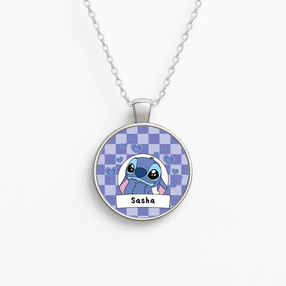 Personalised Cute Blue Alien Necklace