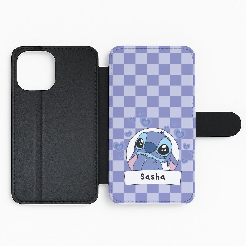 Personalised Cute Blue Alien Flip Phone Case