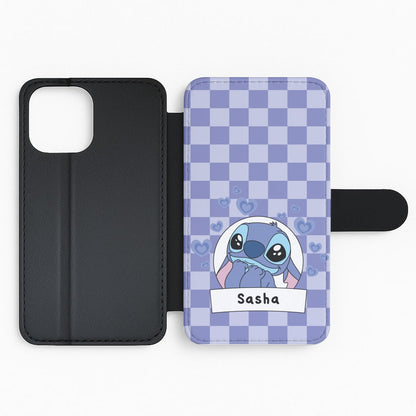 Personalised Cute Blue Alien Flip Phone Case