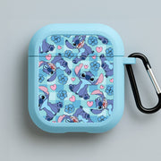 Blue Alien And Hearts Pattern AirPods Case 3