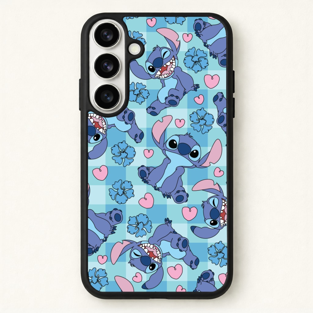 Blue Alien And Hearts Pattern Phone Case for Galaxy S26
