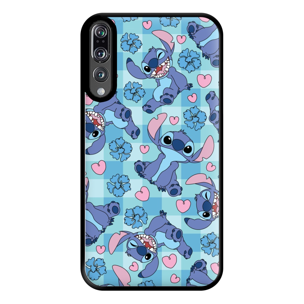 Blue Alien And Hearts Pattern Phone Case for Huawei P20 Pro