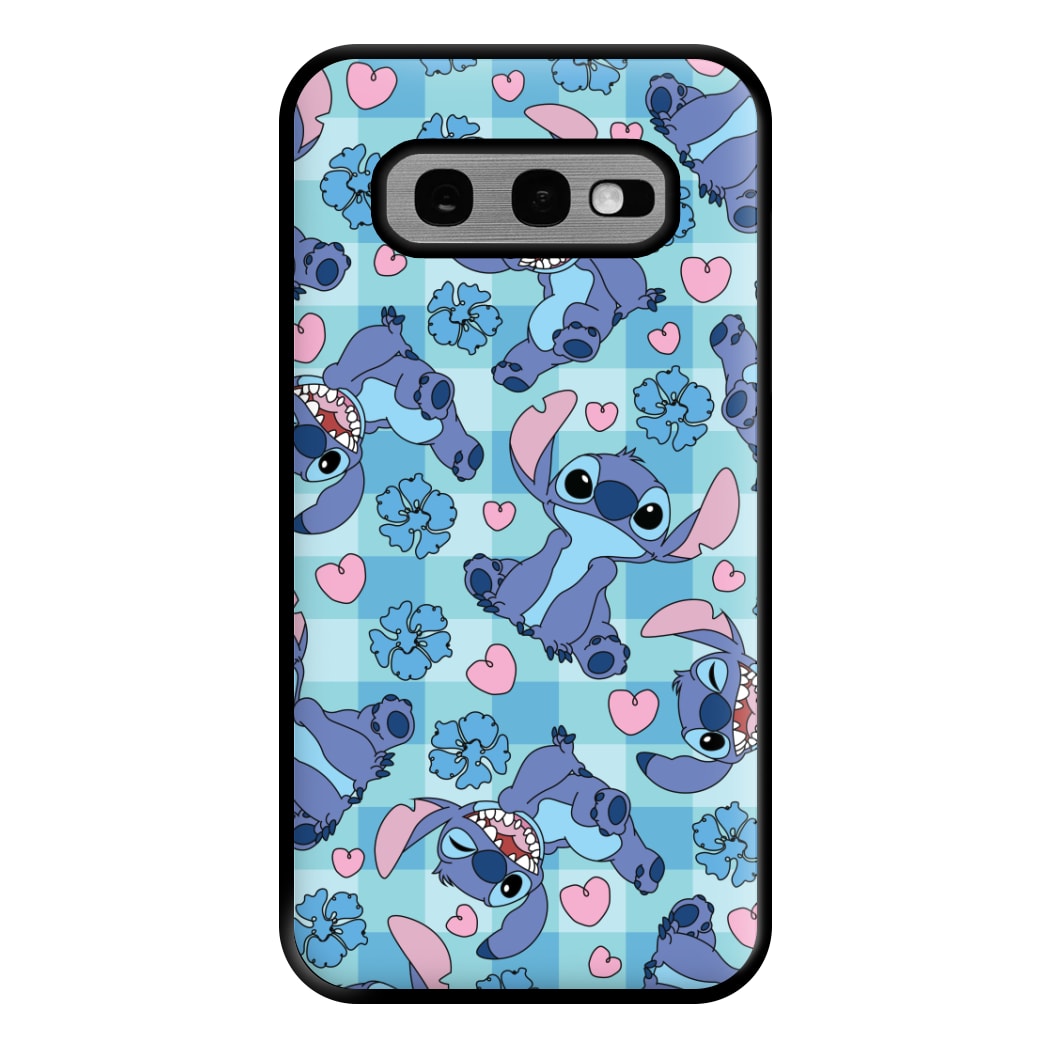 Blue Alien And Hearts Pattern Phone Case for Galaxy S10e