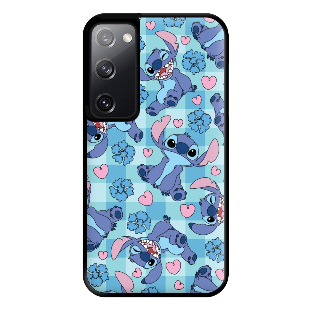 Blue Alien And Hearts Pattern Phone Case for Galaxy S20