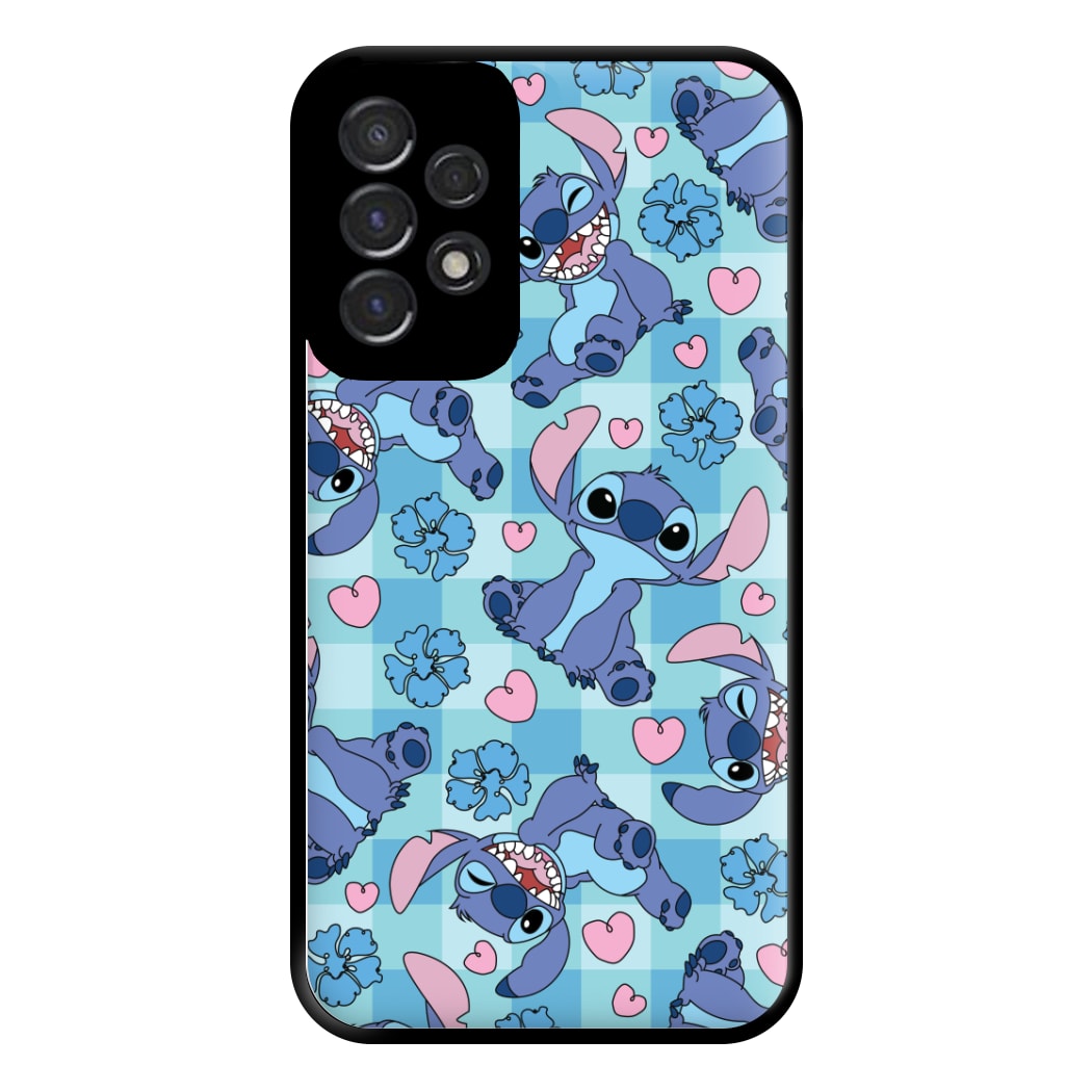 Blue Alien And Hearts Pattern Phone Case for Galaxy A53