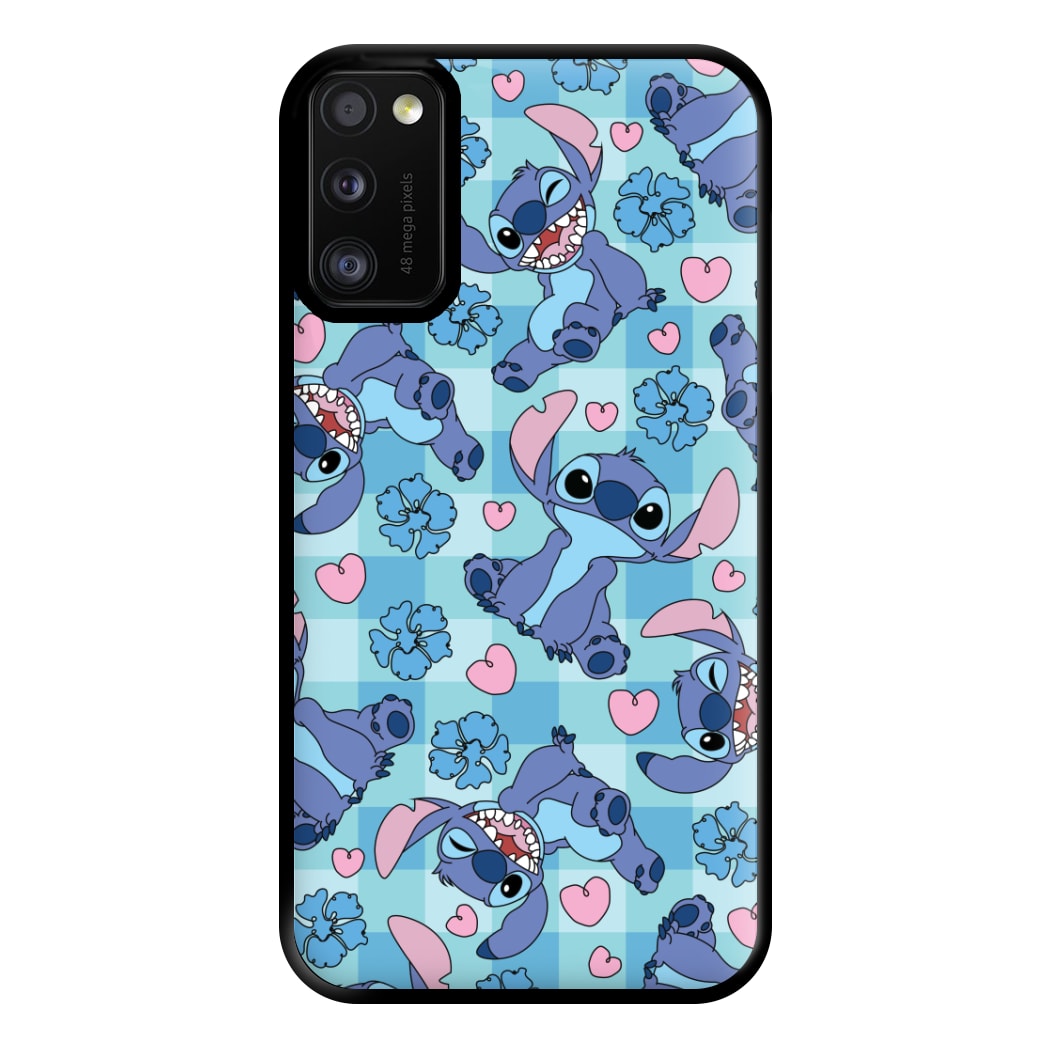 Blue Alien And Hearts Pattern Phone Case for Galaxy A41