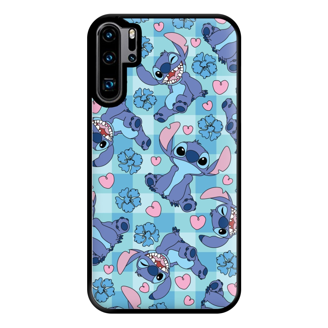 Blue Alien And Hearts Pattern Phone Case for Huawei P30 Pro