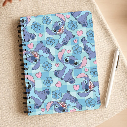 Blue Alien And Hearts Pattern Notepad